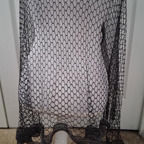 Black Fishnet Scarf With Fringe - Picture 5 of 5